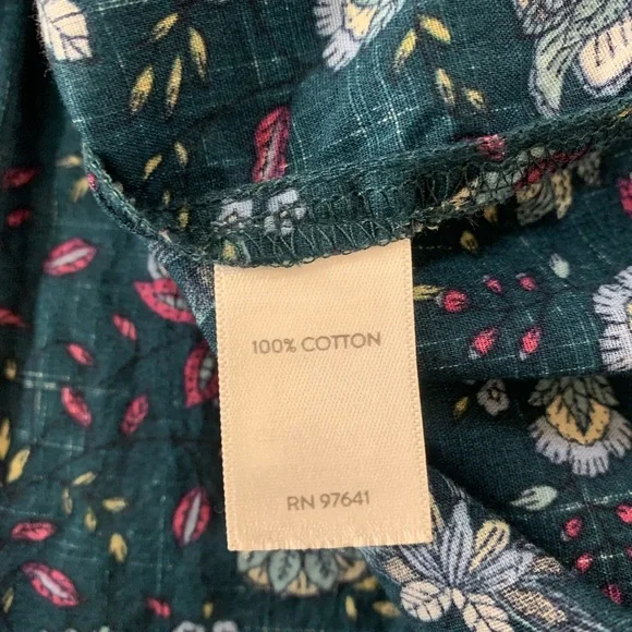 J. Jill Pintuck Floral Flare Sleeve Cotton Top Blouse XL - Picture 10 of 11